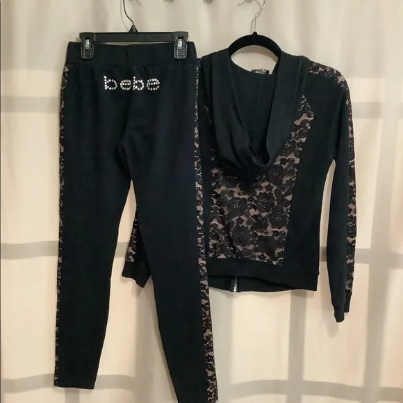 Bebe lace insert hoodie and leggings set - Picture 3 of 16